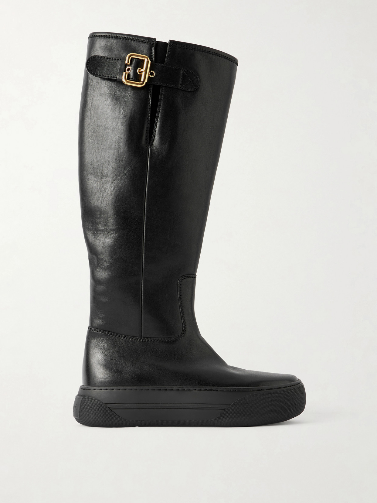 Chloé Delia Leather Knee Boots In Animal Print
