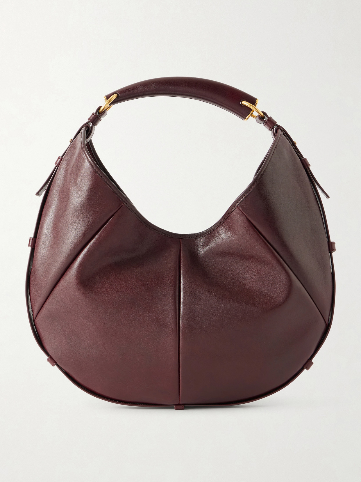 Saint Laurent Mombasa Paneled Leather Shoulder Bag In Burgundy