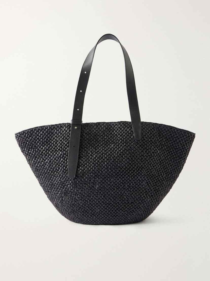 LIÉ STUDIO The Bianca Leather-trimmed Raffia Tote