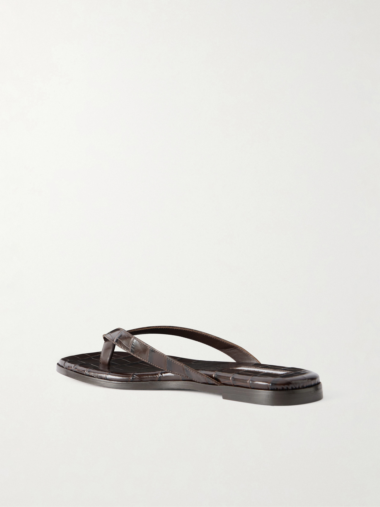 Meta Croc-Effect Leather Flip Flops
