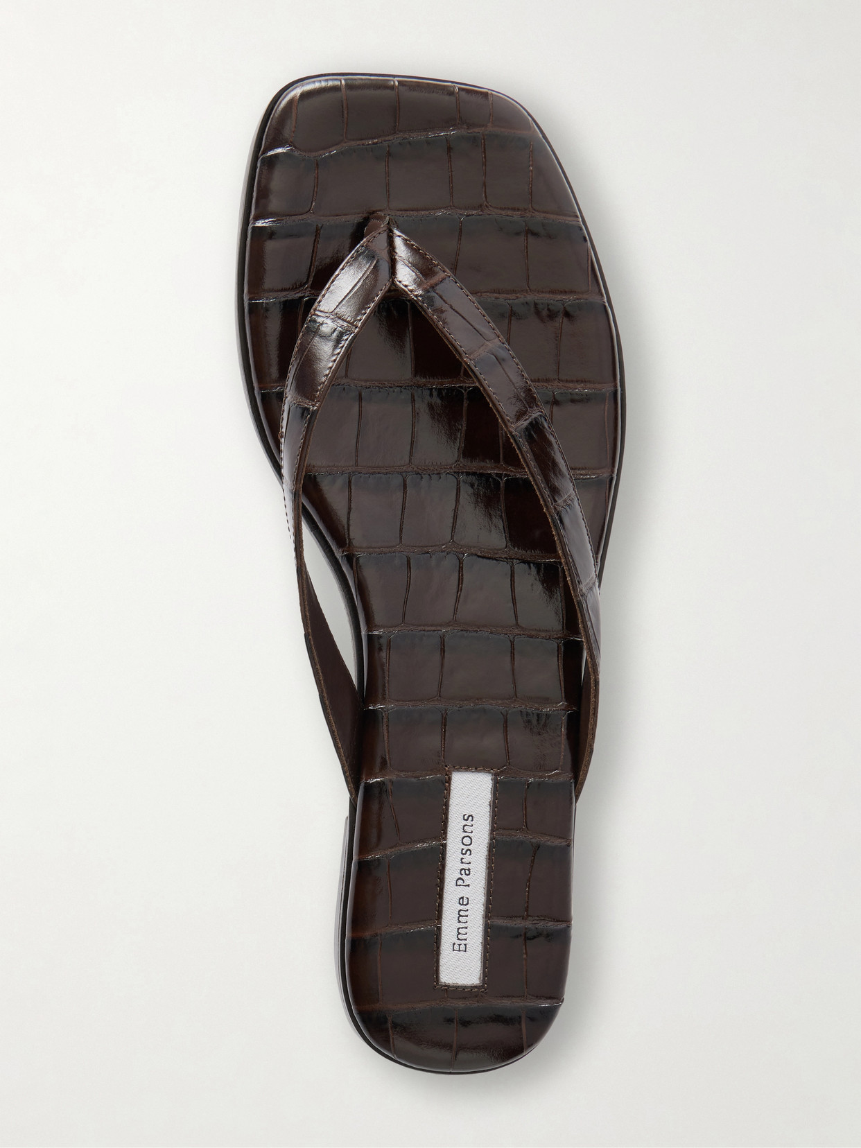 Meta Croc-Effect Leather Flip Flops