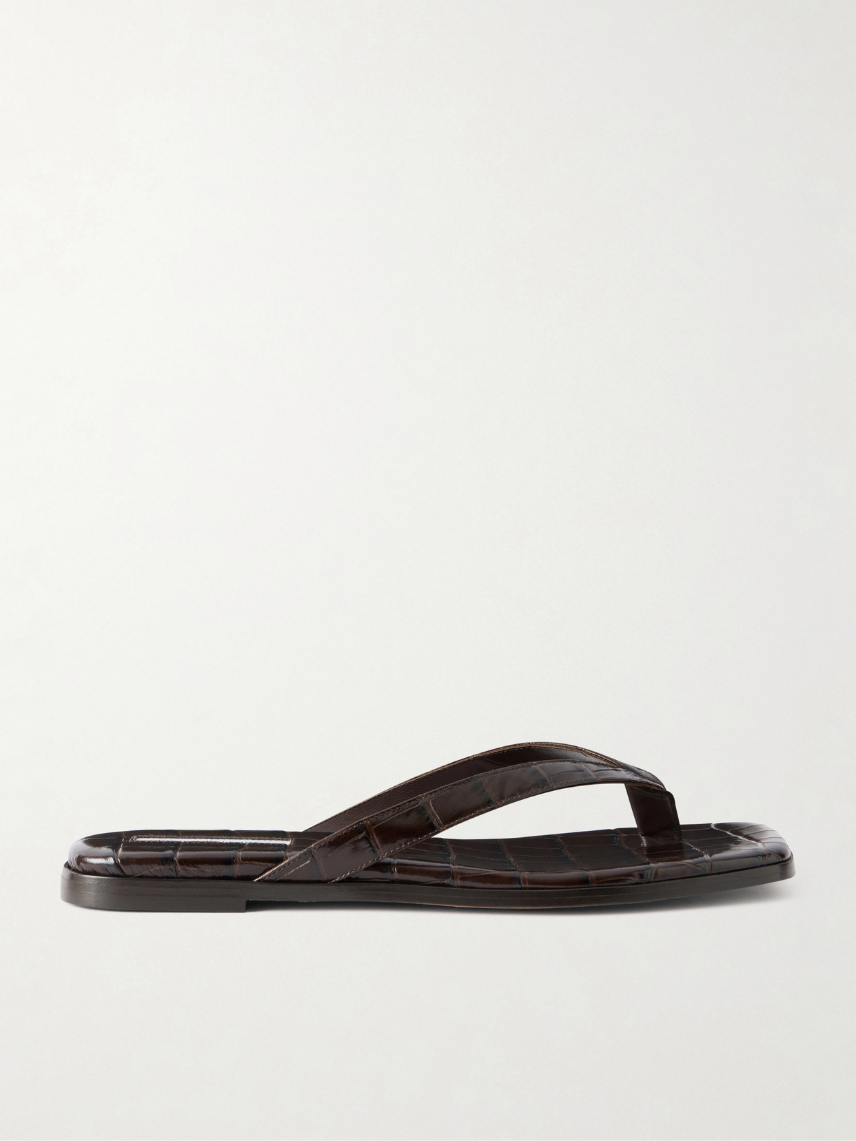 Meta Croc-Effect Leather Flip Flops
