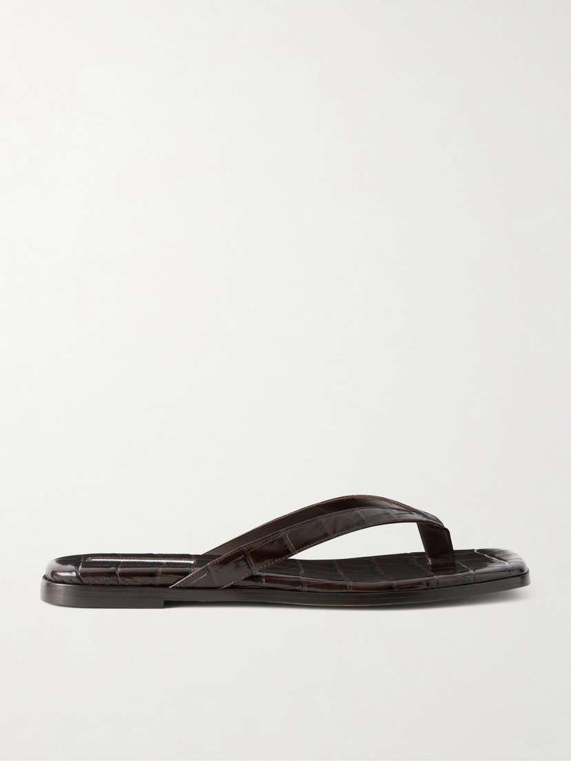 Emme Parsons Meta Croc-effect Leather Flip Flops