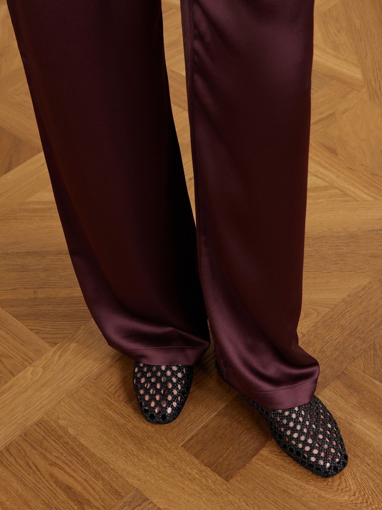High Throat Woven Ballet Flats