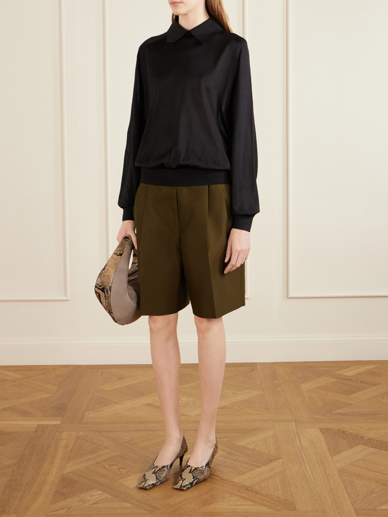 Olivia Medium Snake-Effect Leather And Suede Bag
