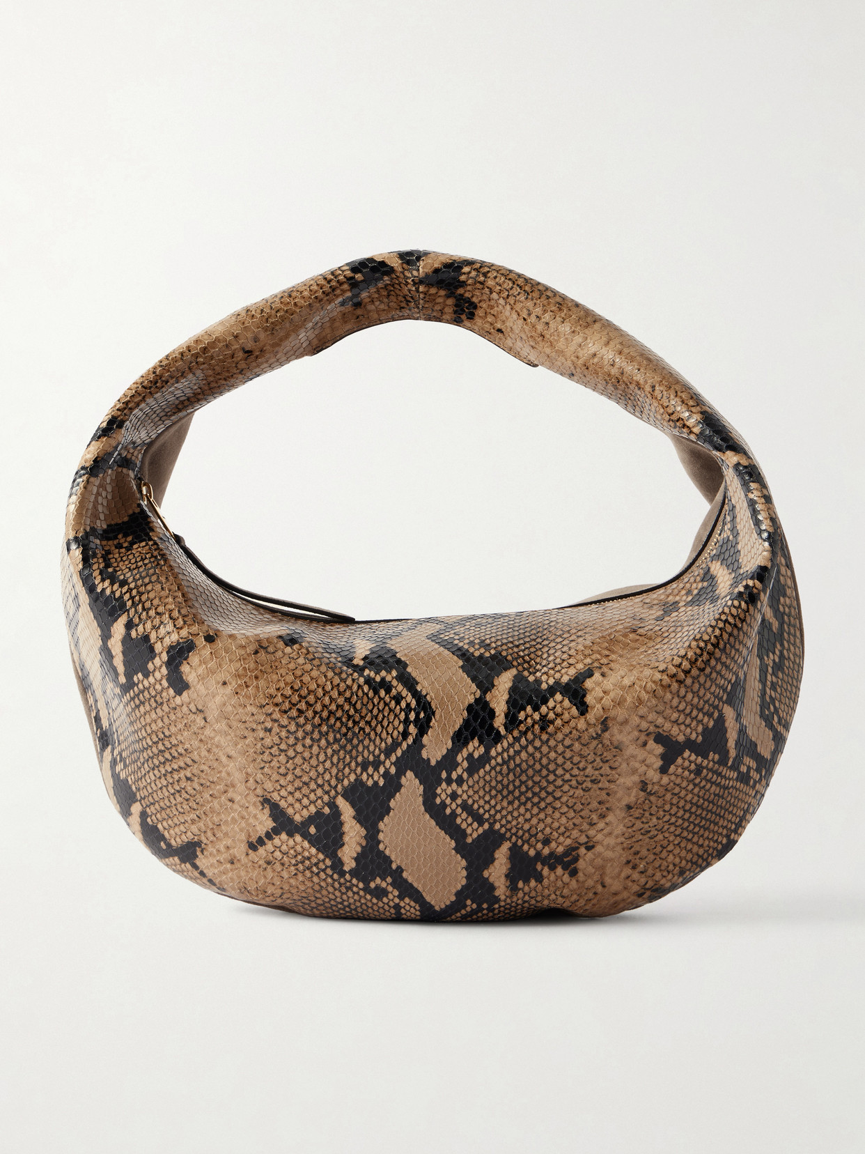 Khaite Olivia Medium Snake-effect Leather And Suede Bag In Animal Print