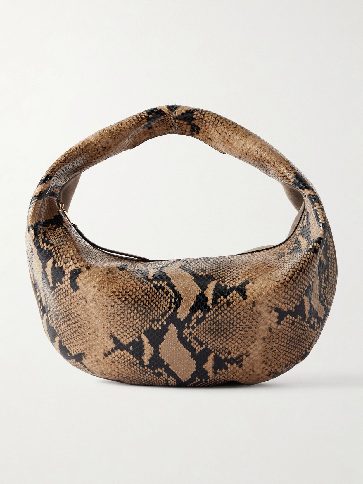 Olivia medium snake-effect leather and suede bag