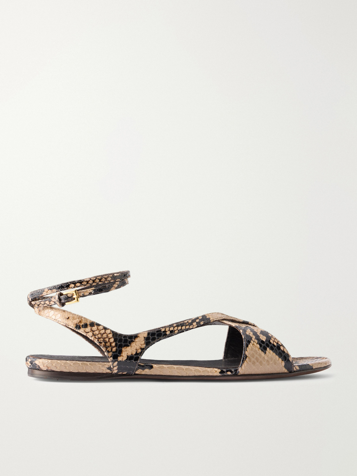 KHAITE - Liria Snake-effect Leather Flat Sandals - Animal Print