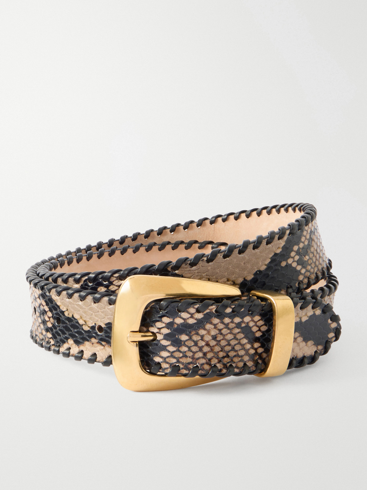 Khaite Benny Snake-effect Leather Belt In Animal Print