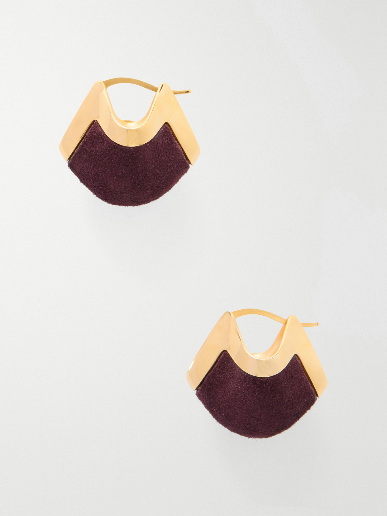 Khaite Lotus Gold-plated And Suede Drop Earrings In Burgundy