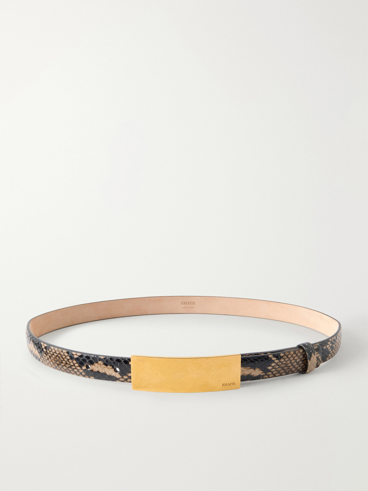 Khaite Berlin Snake-effect Leather Belt In Black