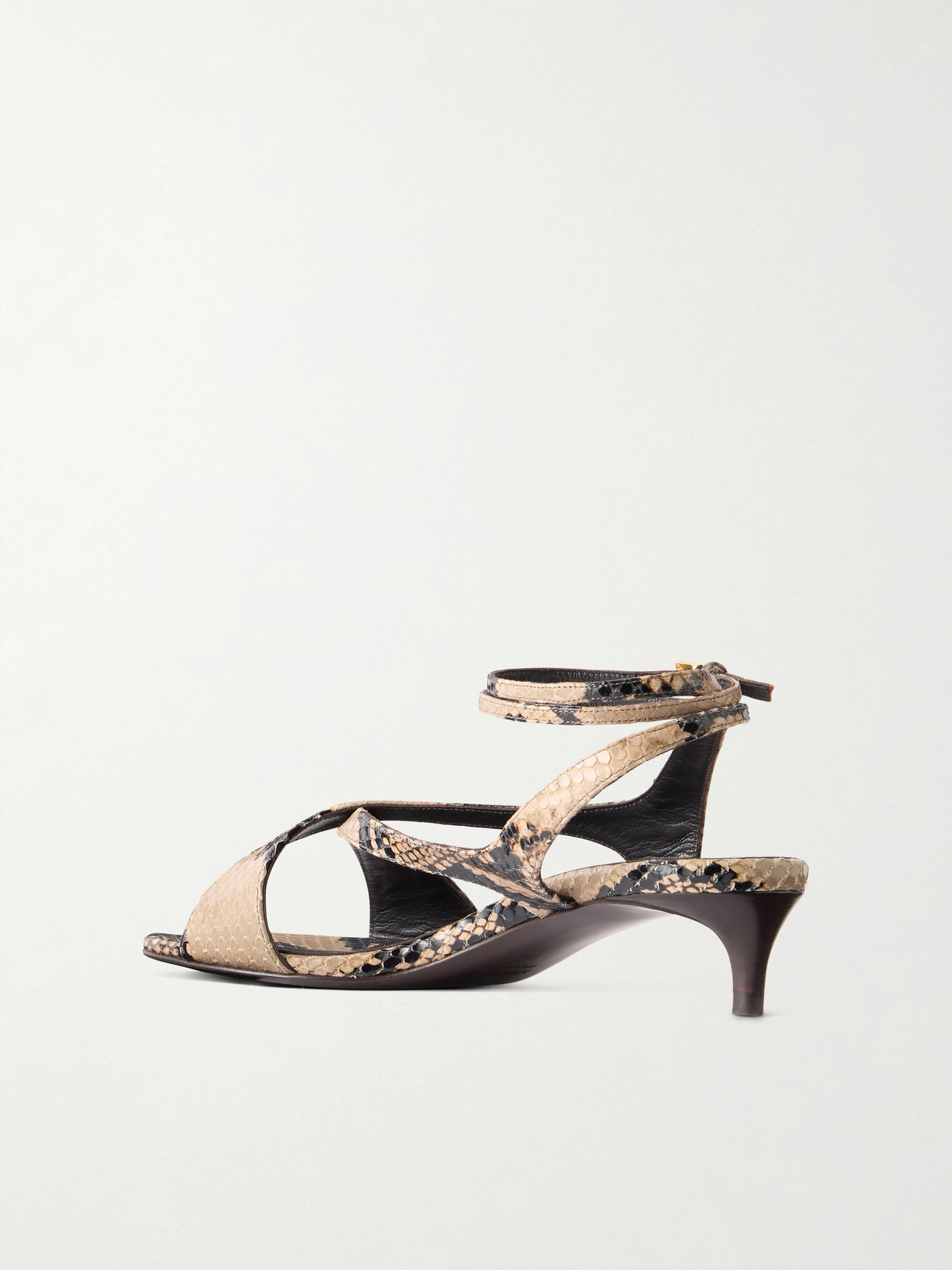 Khaite Python-embossed Leather Sandals In Brown