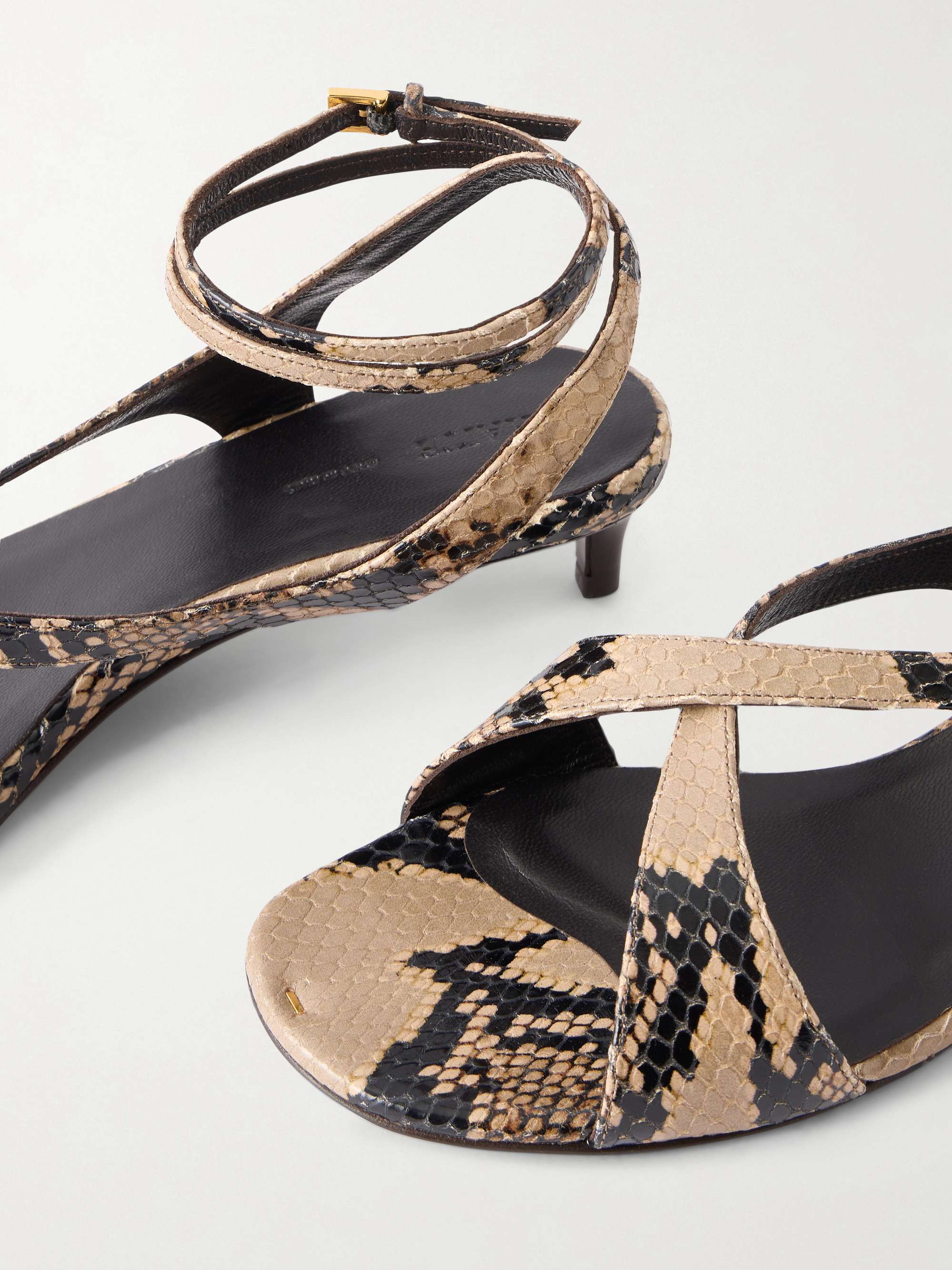 KHAITE Liria python-embossed leather sandals | NET-A-PORTER