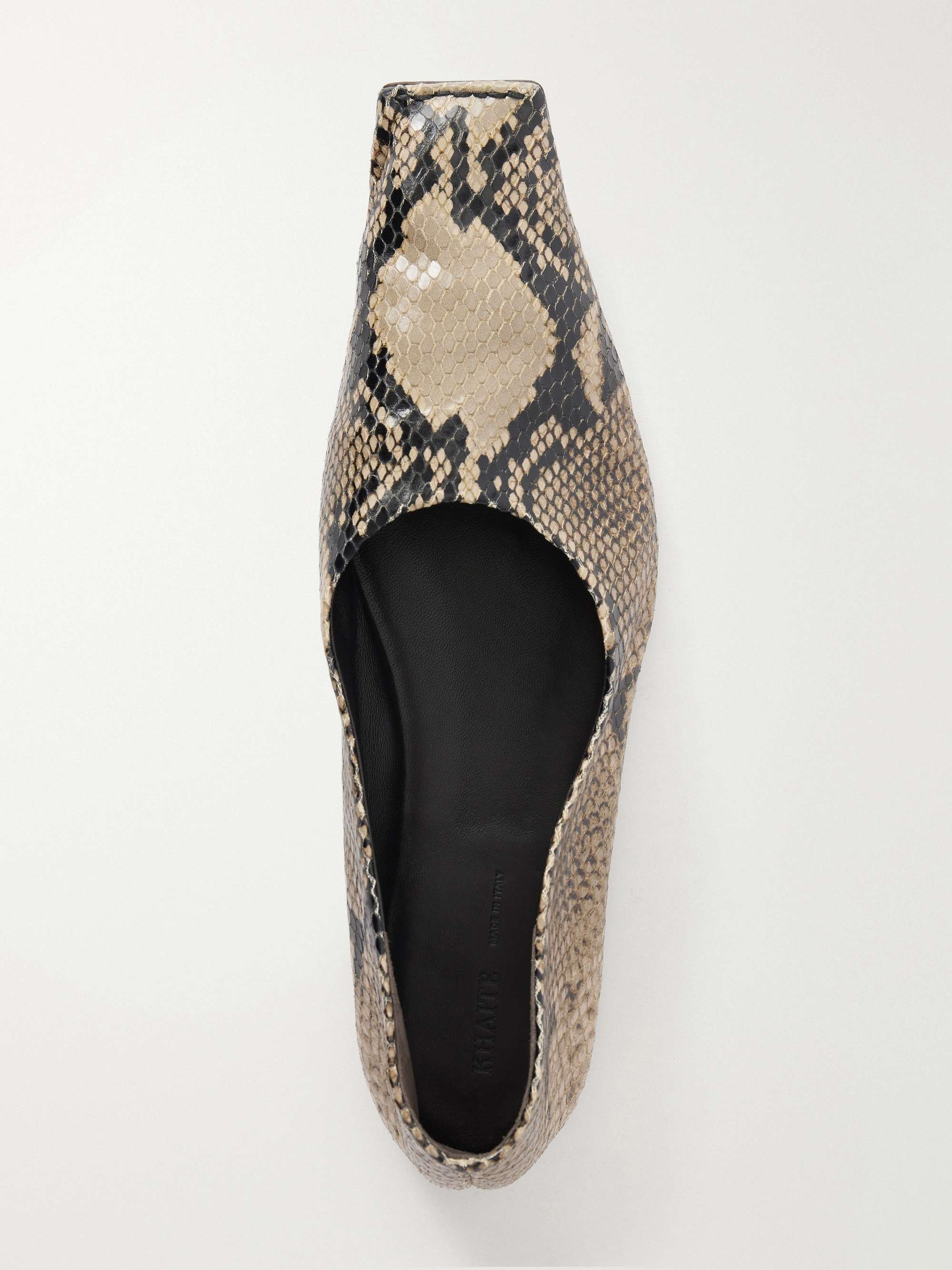 KHAITE Marlene snake-effect leather ballet flats | NET-A-PORTER
