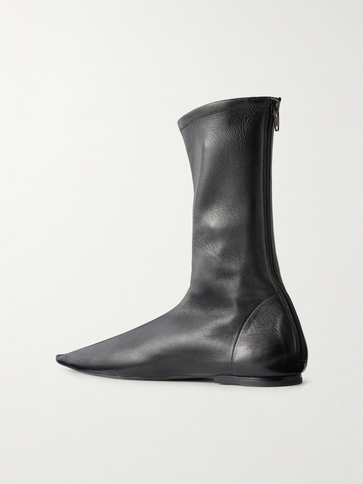 Khaite Marlene Leather Ankle Boots In Black