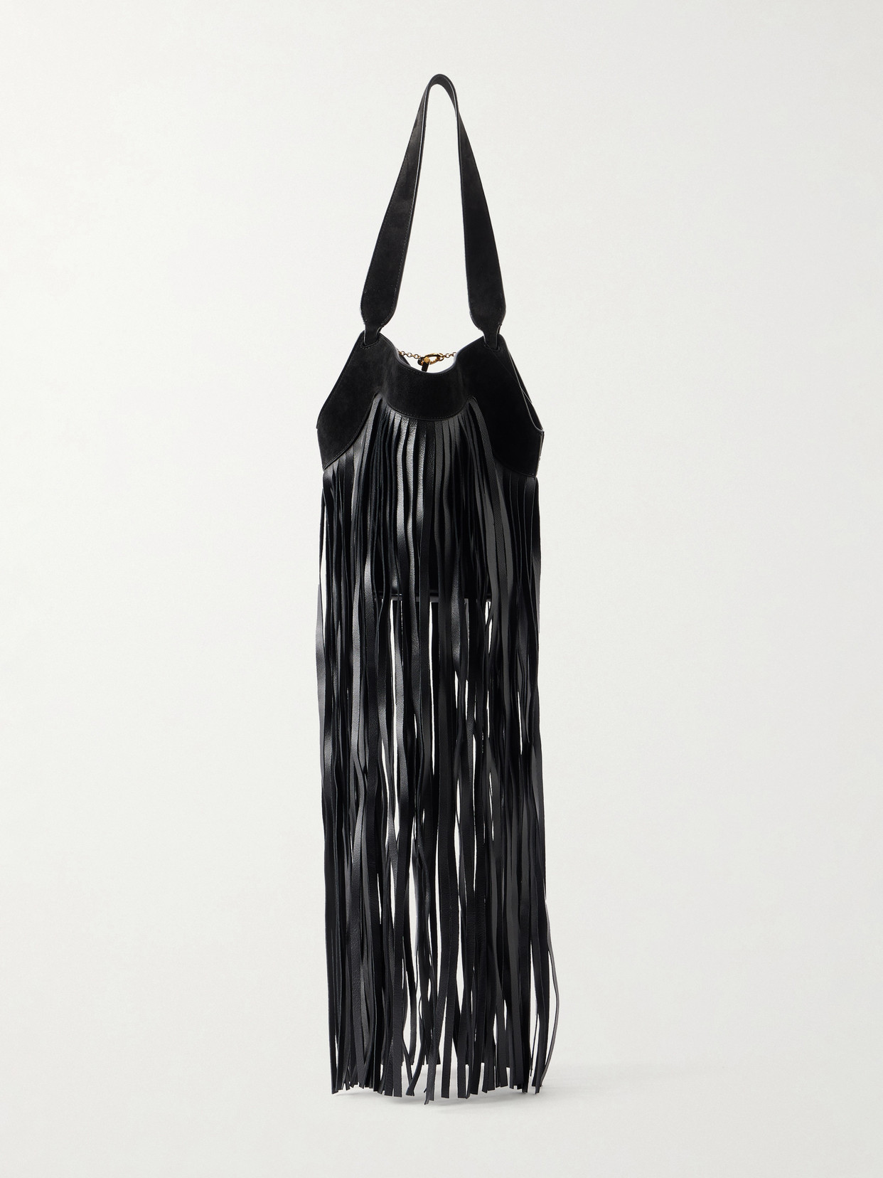 Khaite Lotus Fringed Leather Tote Bag In Black