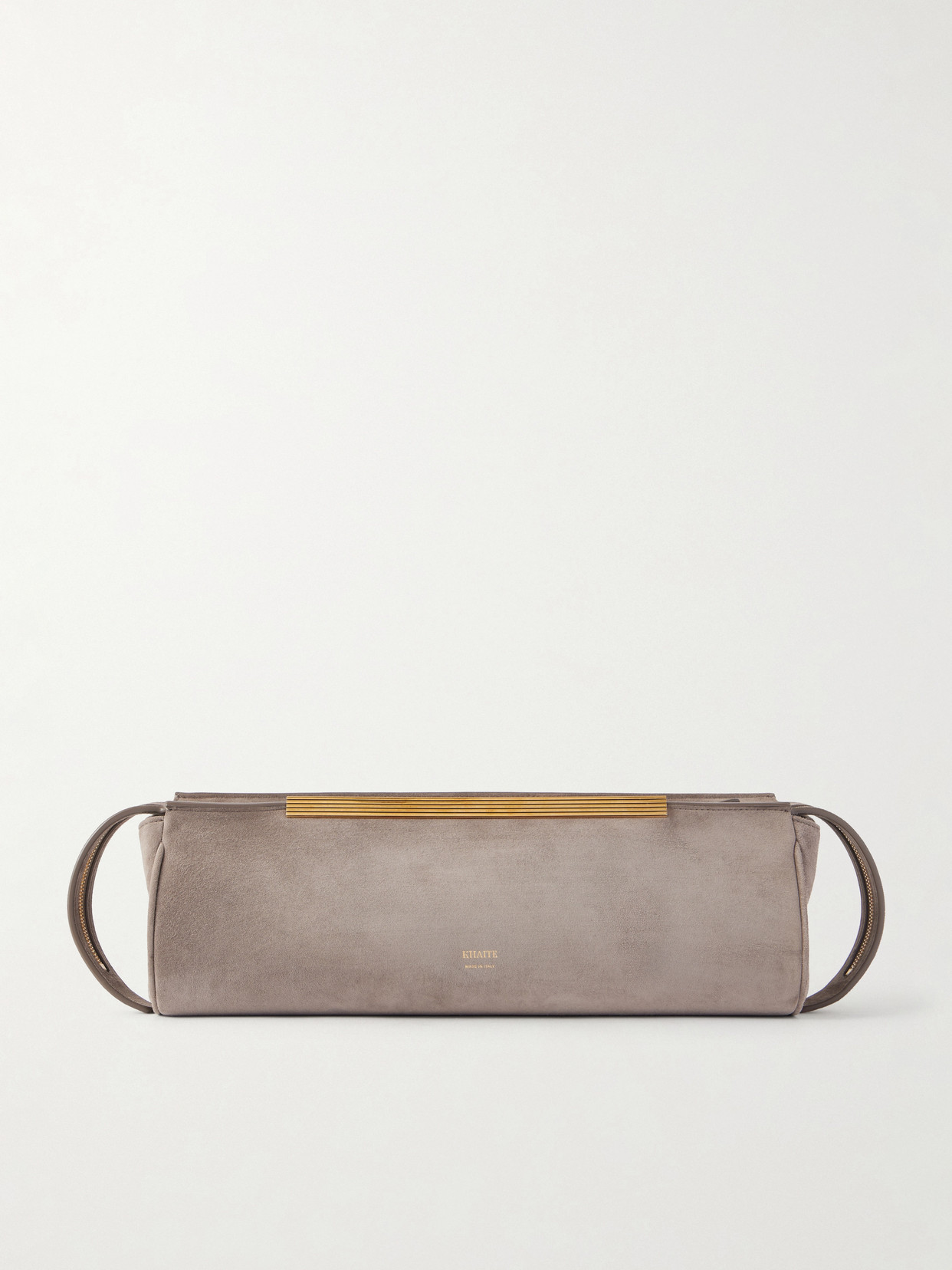 Khaite Donna Suede Clutch In Gray