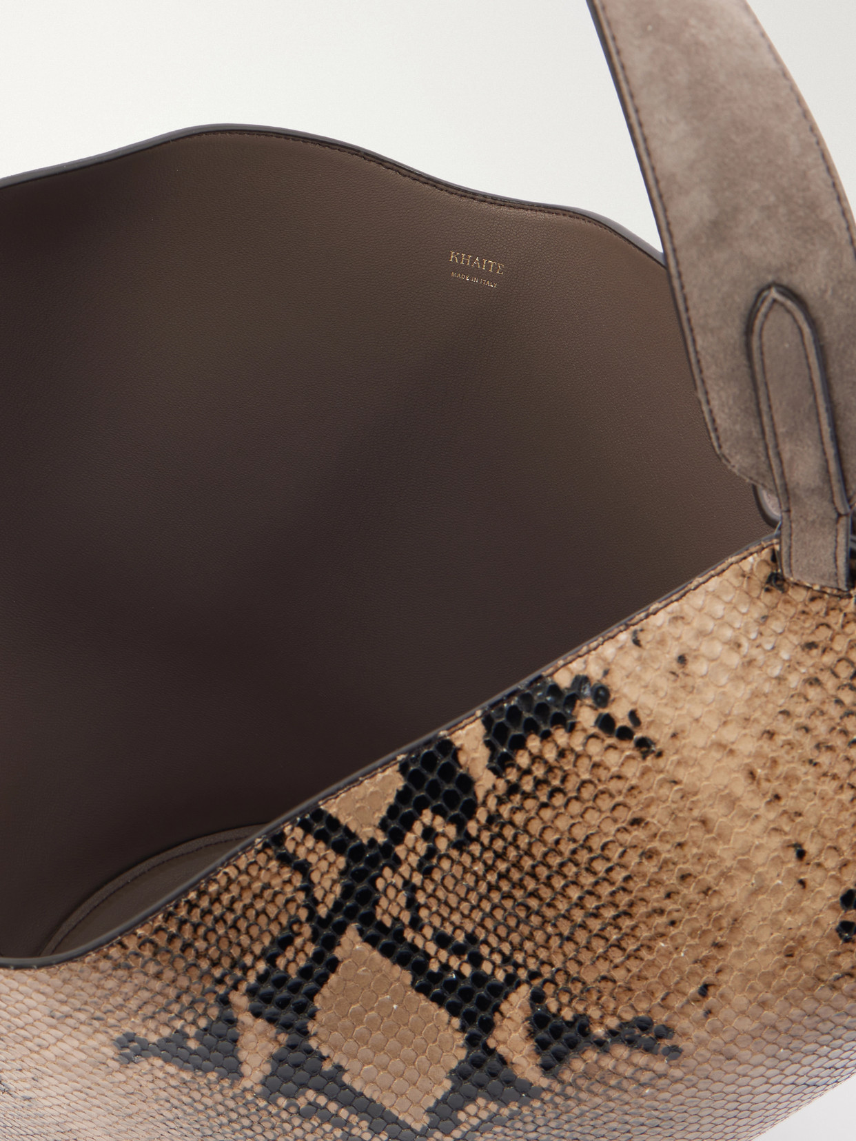 Lotus Small Suede-Trimmed Snake-Effect Leather Tote