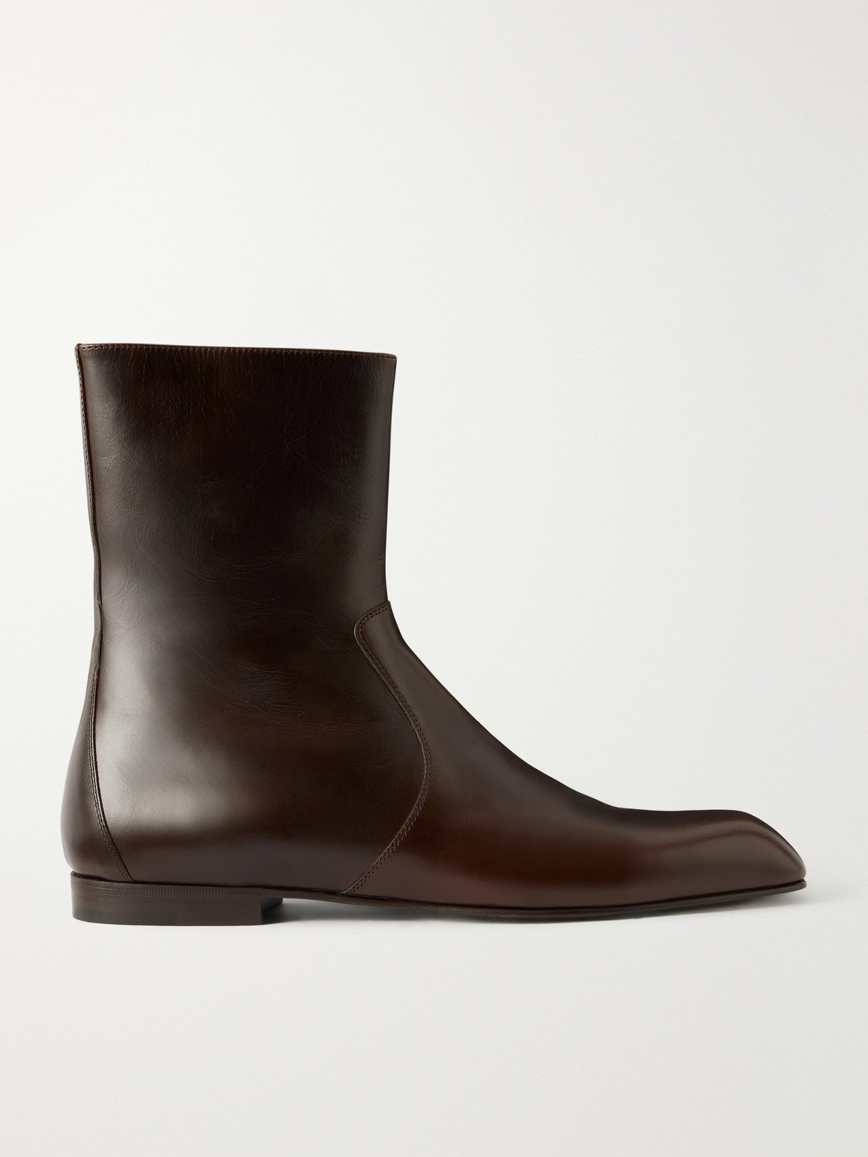 KHAITE - Leather Ankle Boots - Brown