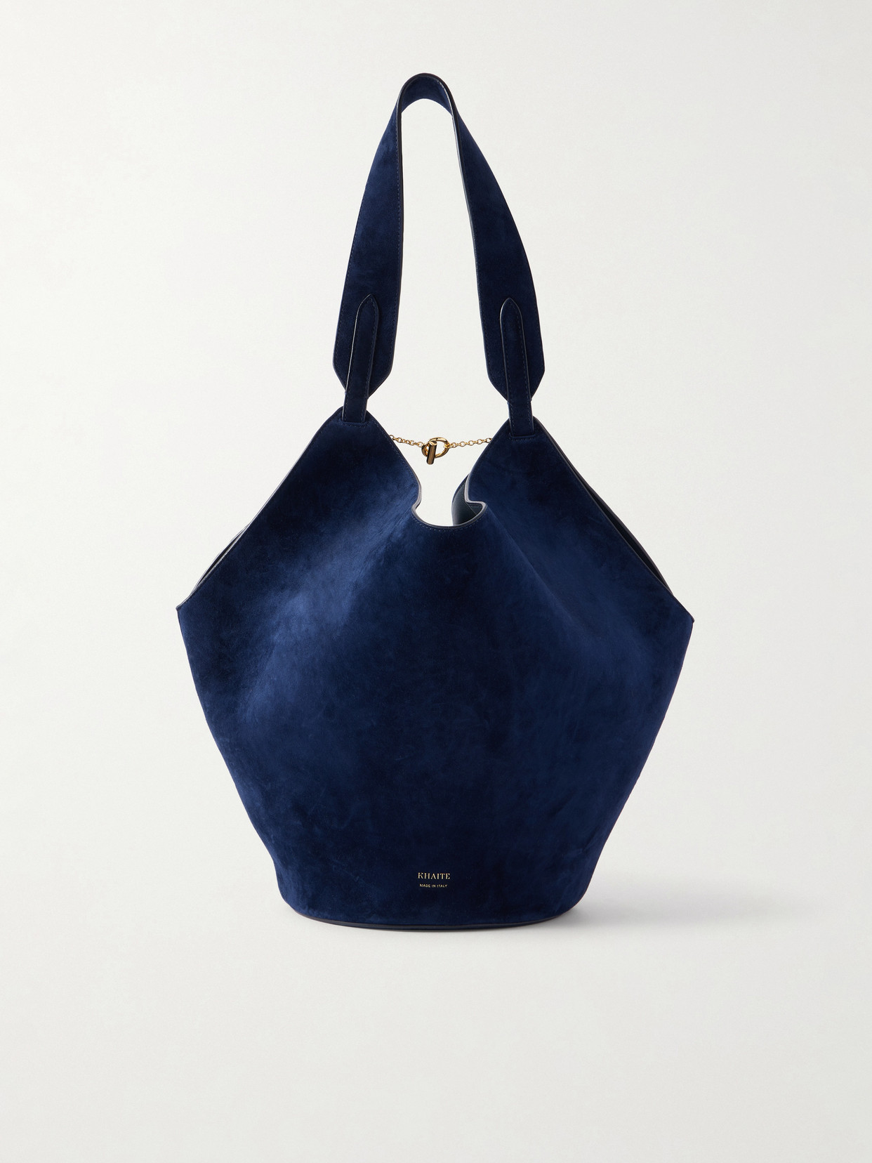 Khaite Lotus Suede Shoulder Bag In Blue