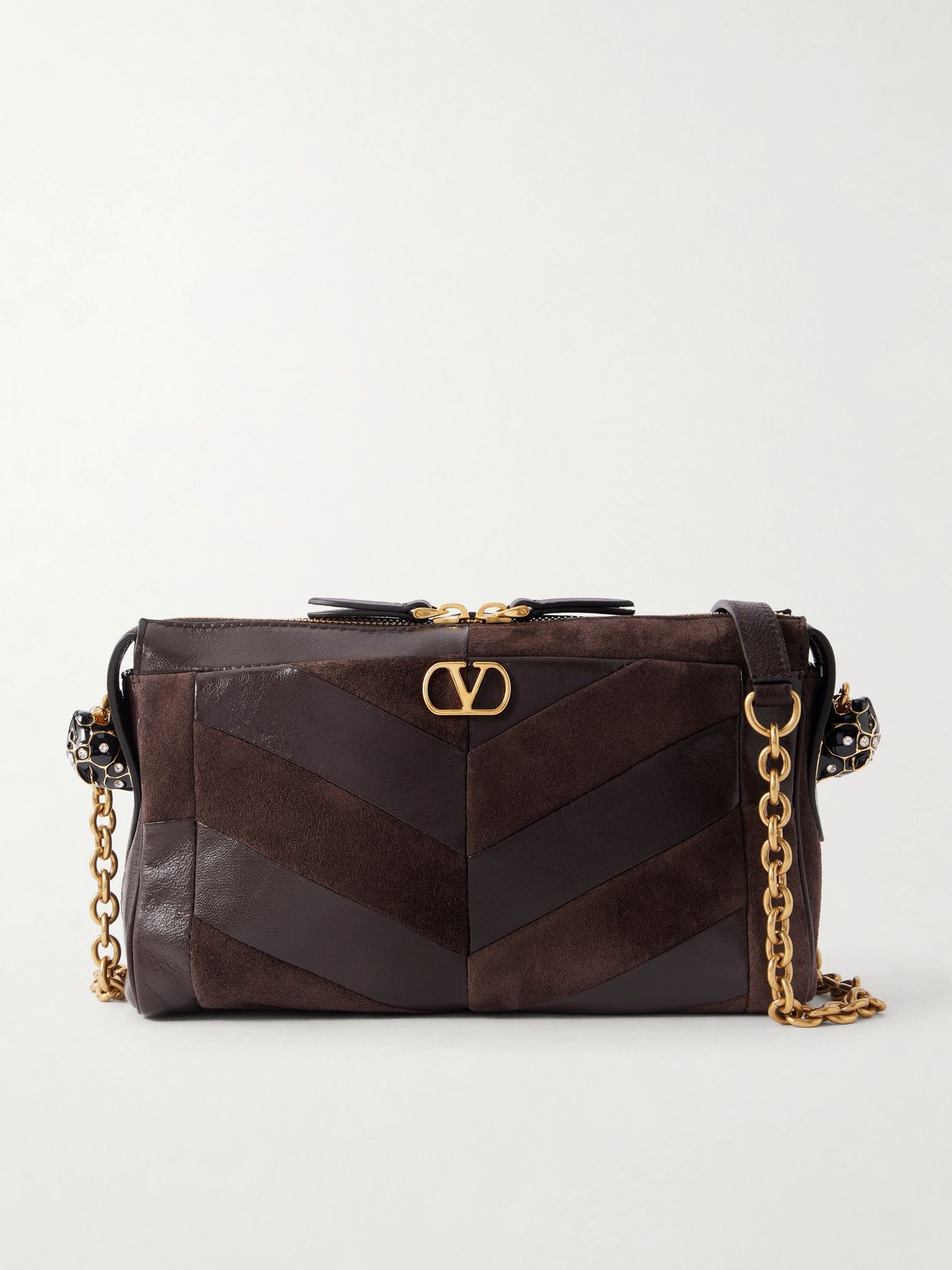 panthea small patchwork leather and suede shoulder bag