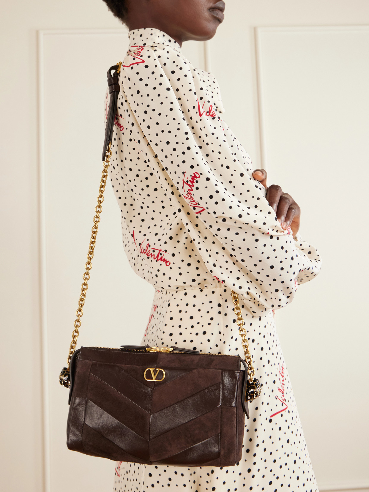 Garavani - Panthea Small Patchwork Leather And Shoulder Bag