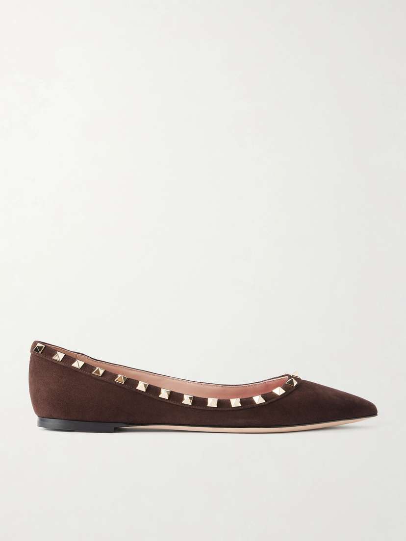 Valentino Garavani Rockstud Suede Ballet Flats
