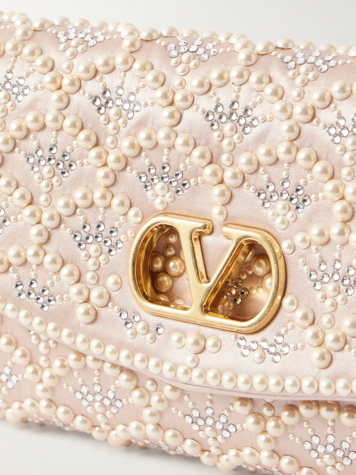 Garavani - Devain Pearl And Crystal-Embellished Shoulder Bag