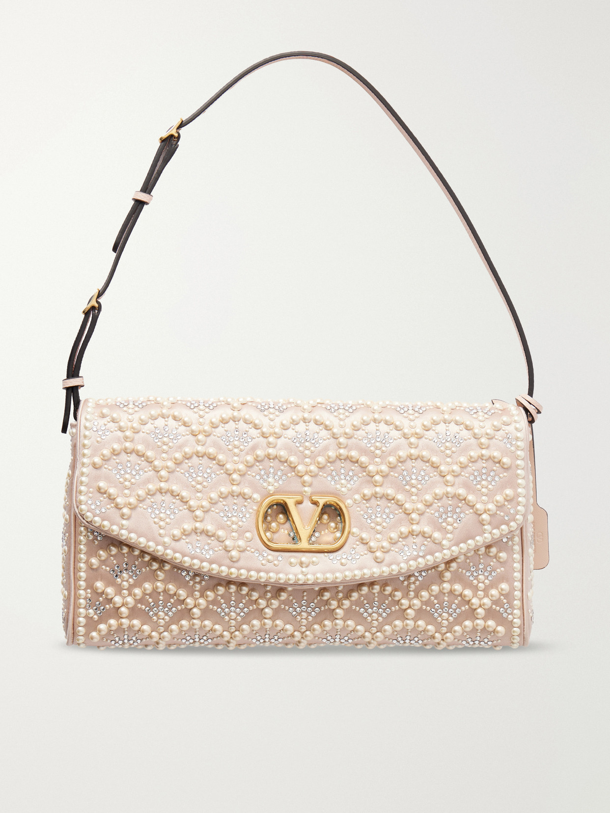 Garavani - Devain Pearl And Crystal-Embellished Shoulder Bag