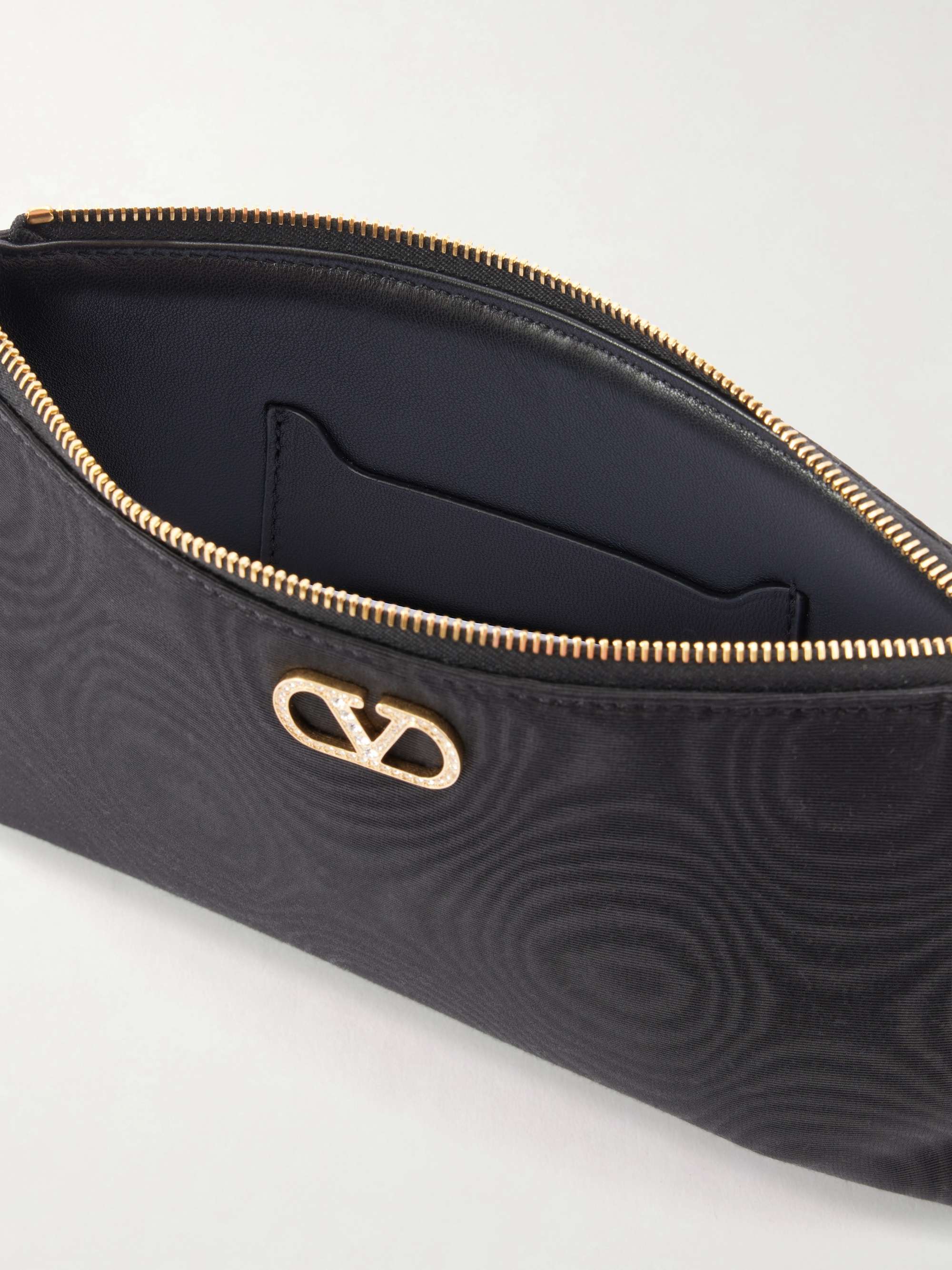 VALENTINO GARAVANI VLogo embellished moire clutch | NET-A-PORTER