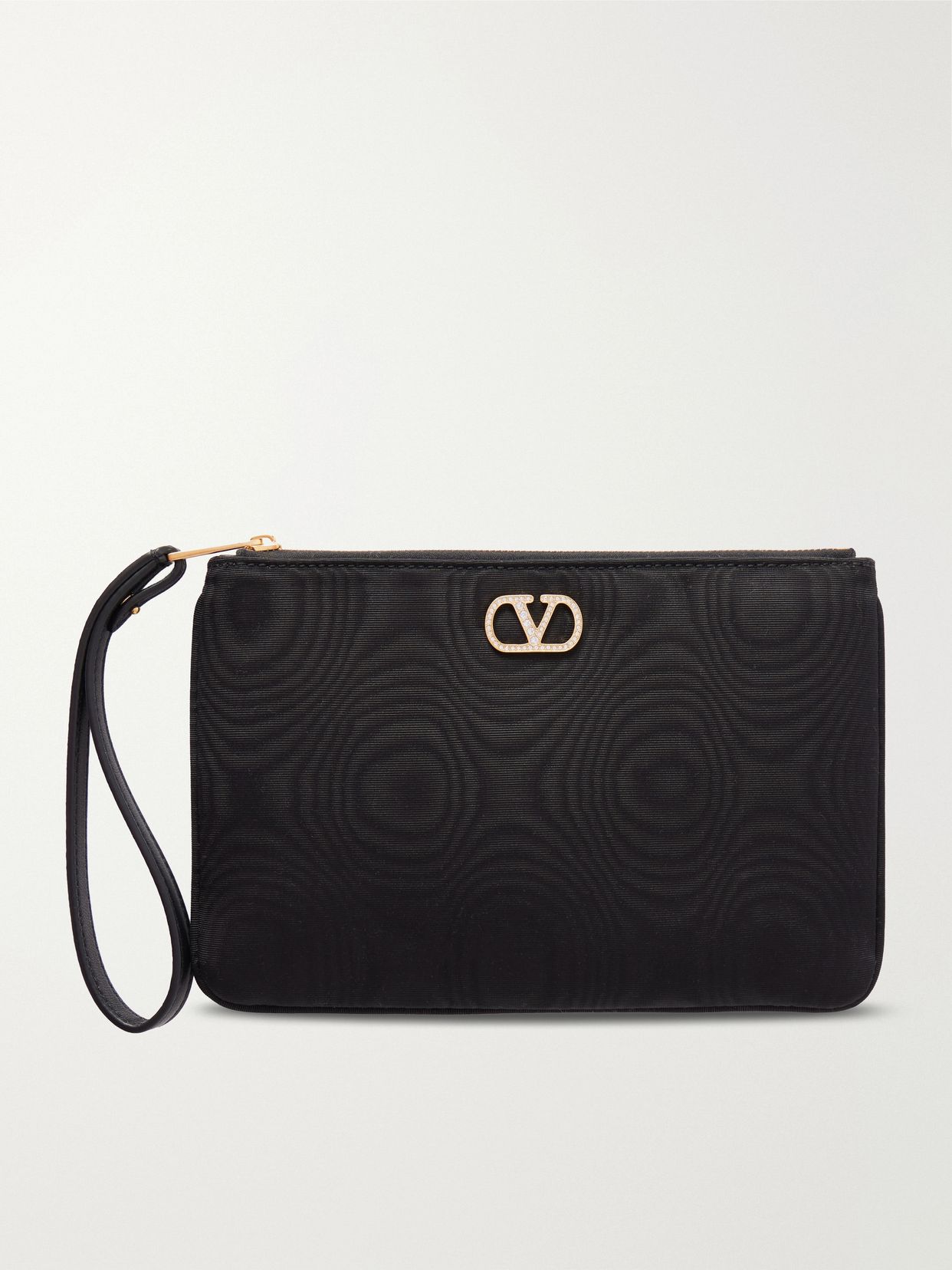 VLogo embellished moire clutch