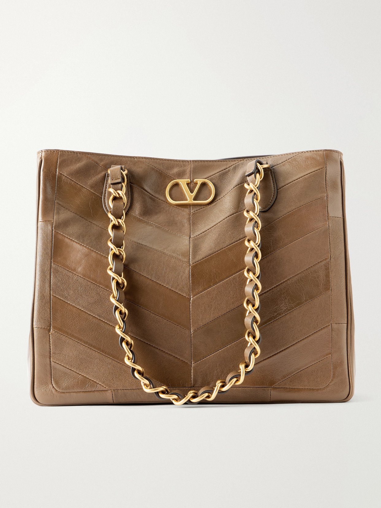 Valentino Garavani Laseine Vlogoembellished Leather Tote In Brown