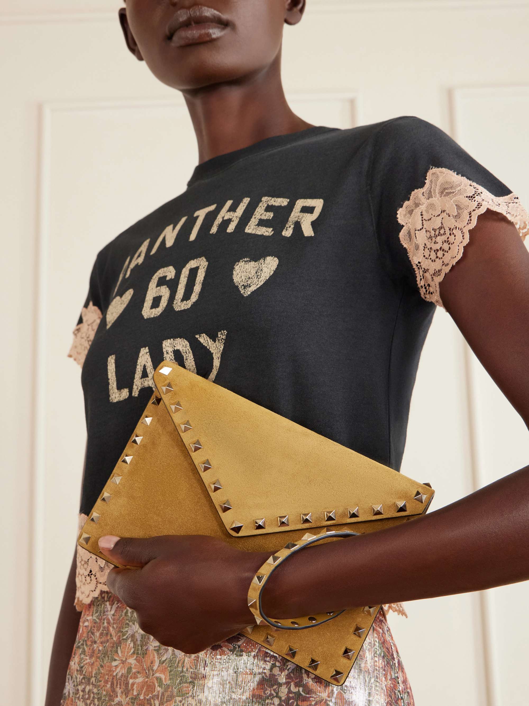 VALENTINO GARAVANI Rockstud medium suede pouch | NET-A-PORTER US