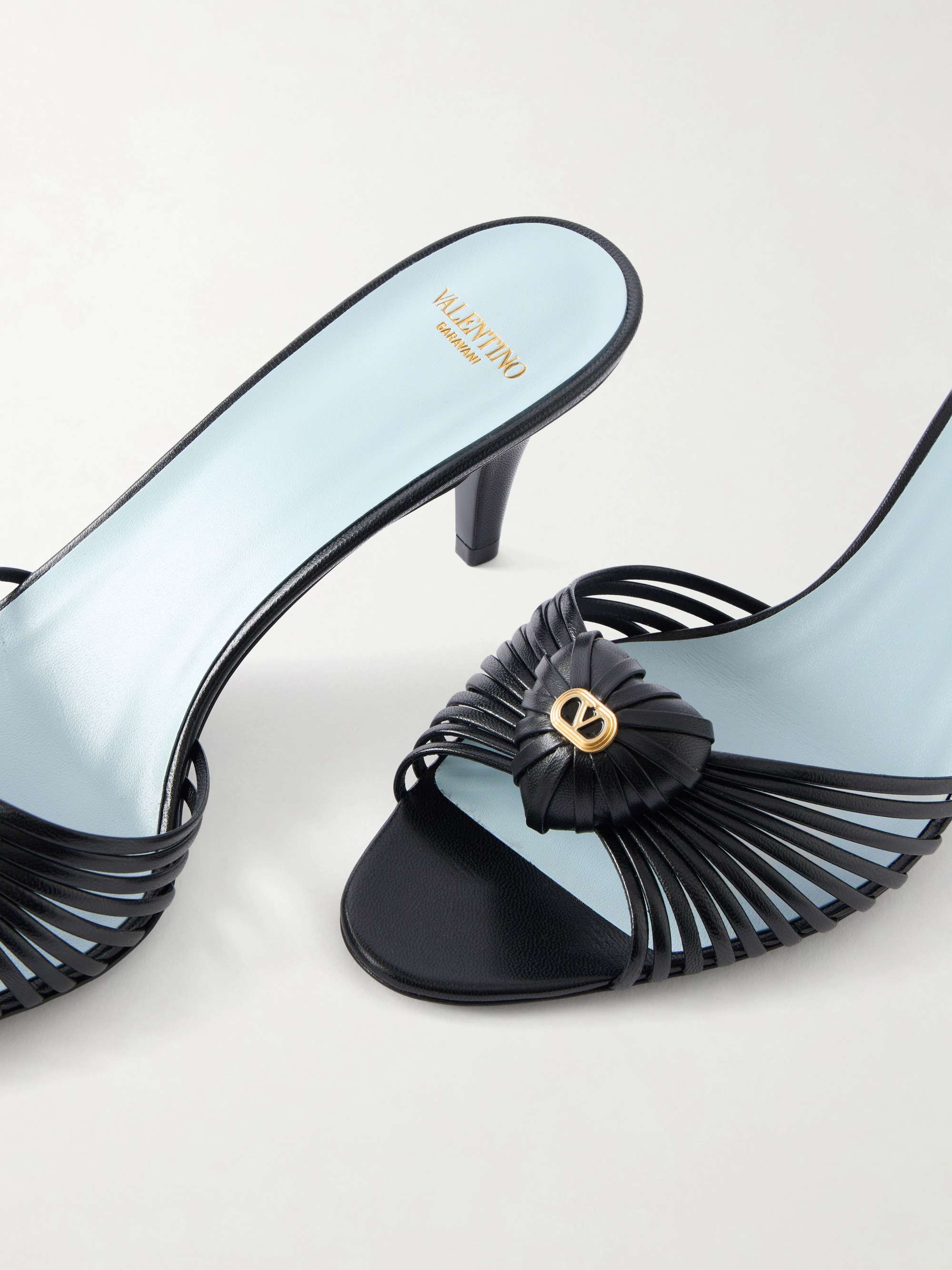 VALENTINO GARAVANI Striped leather mid heel | NET-A-PORTER