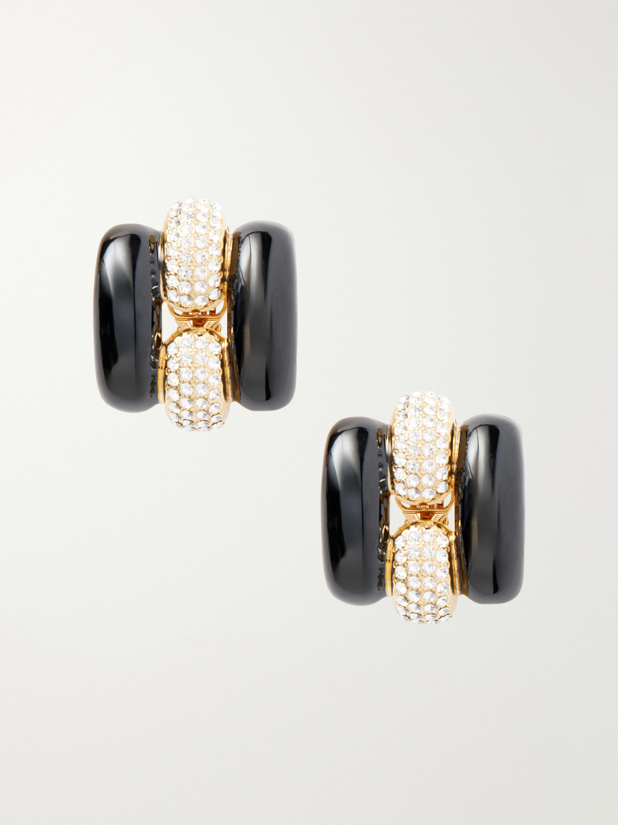 Valentino Garavani Pas Plus Crystal-embellished Enamel Earrings In Black