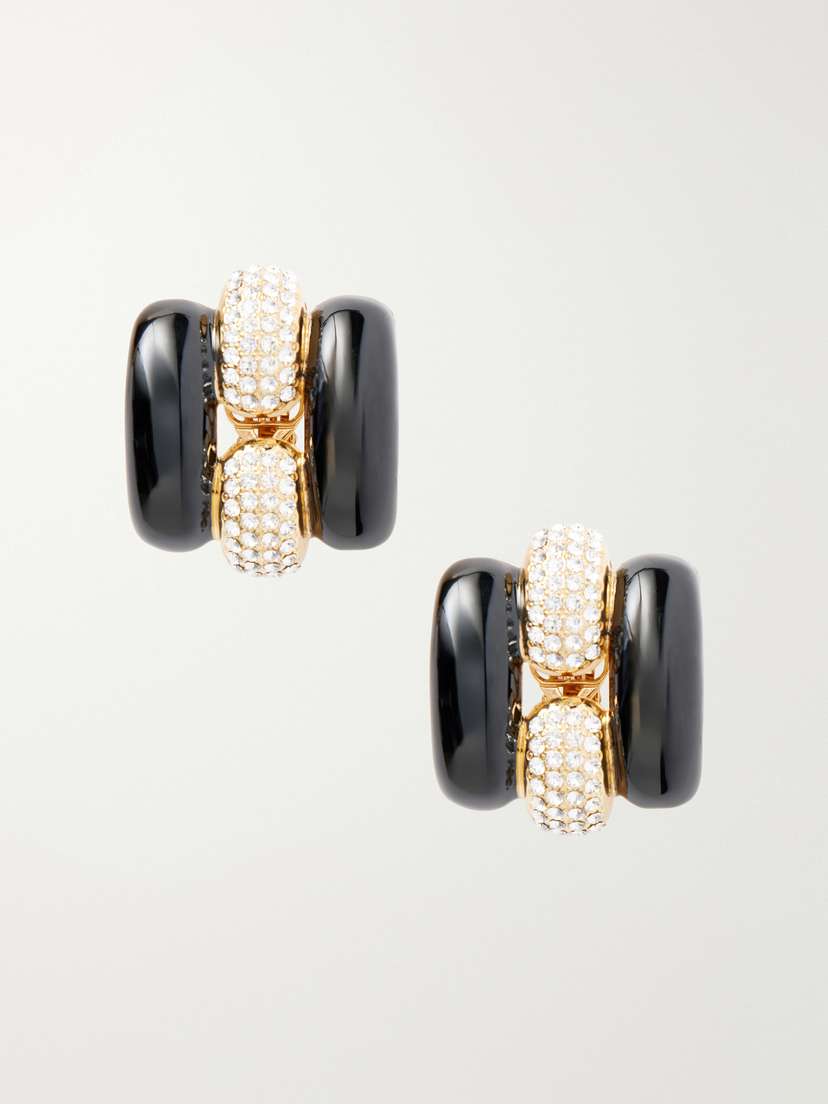 Valentino Garavani Pas Plus Crystal-embellished Enamel Earrings