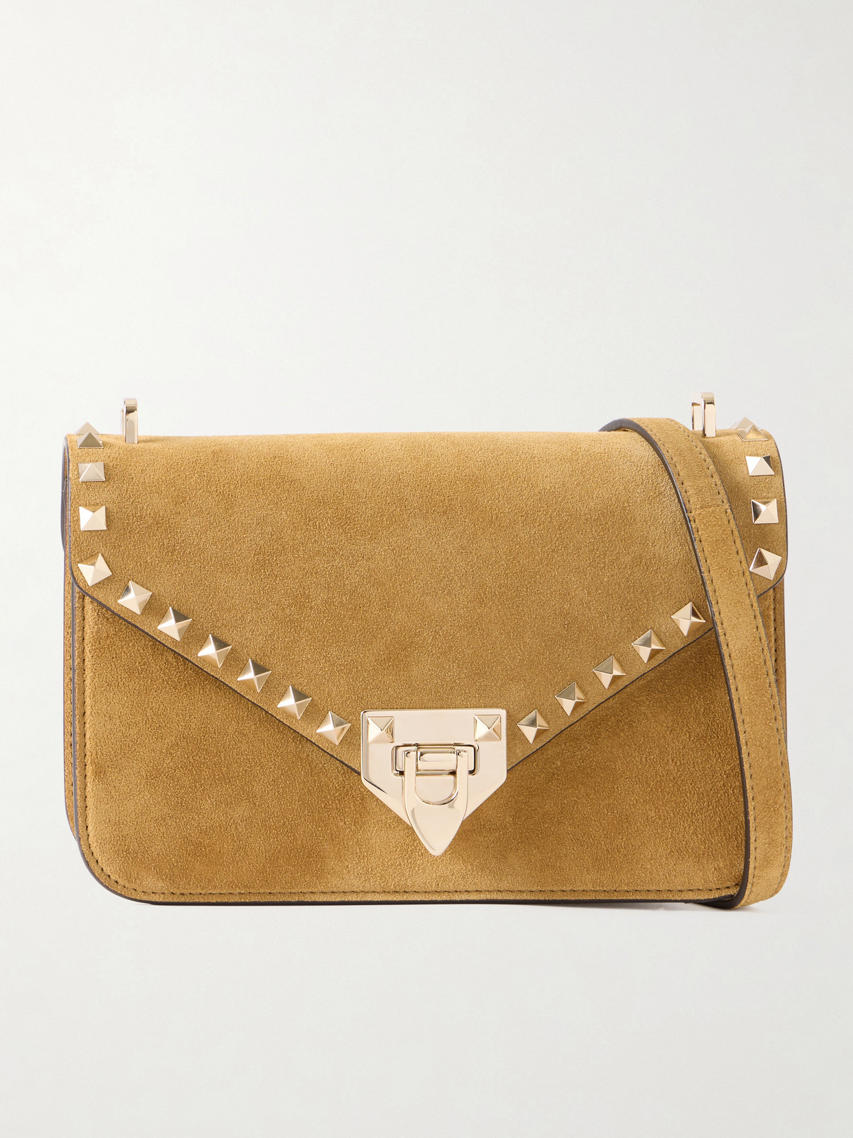 Valentino Garavani Rockstud Embellished Suede Shoulder Bag In Orange