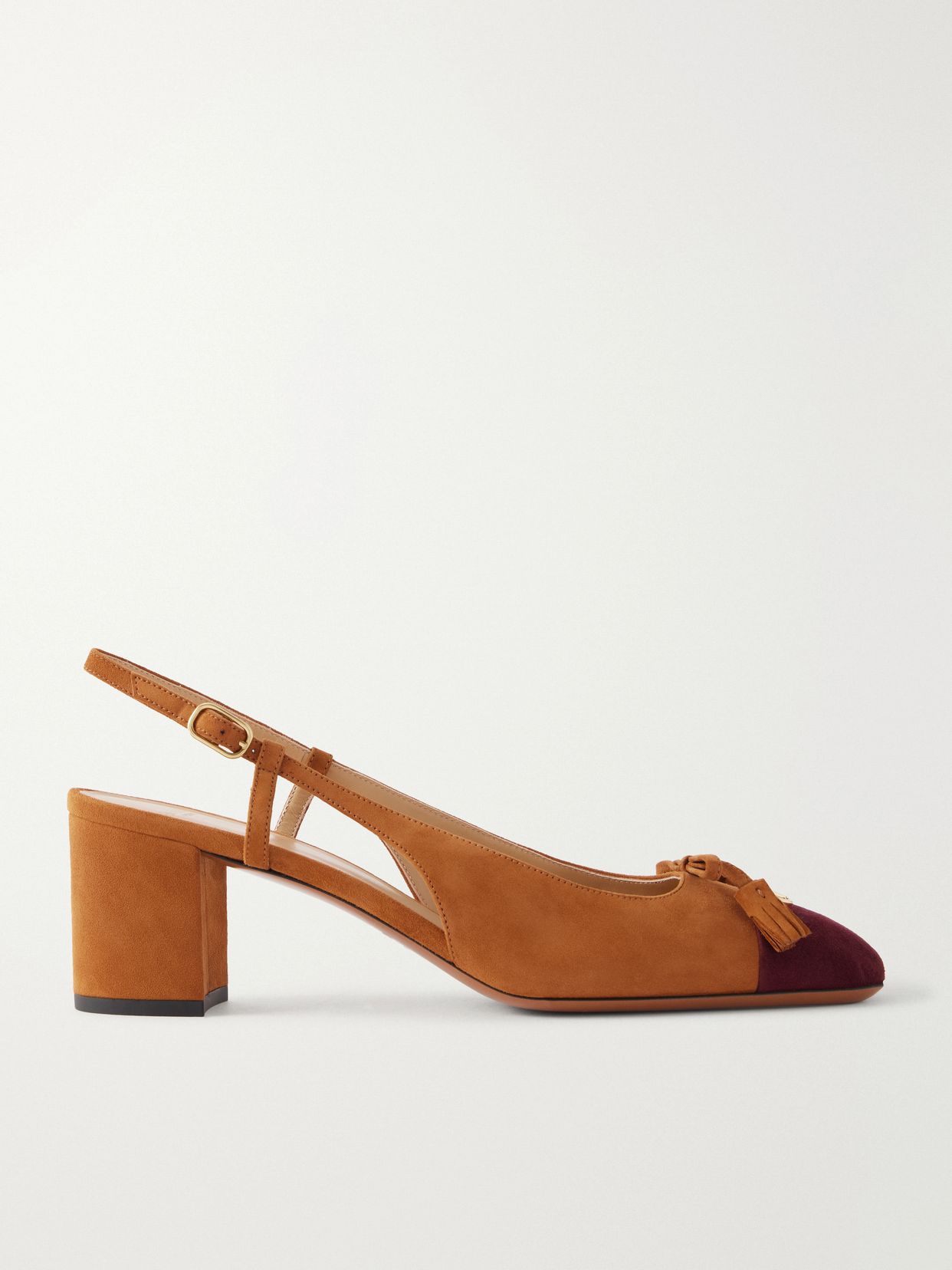 valet du roi 60 tasseled two tone suede slingback pumps