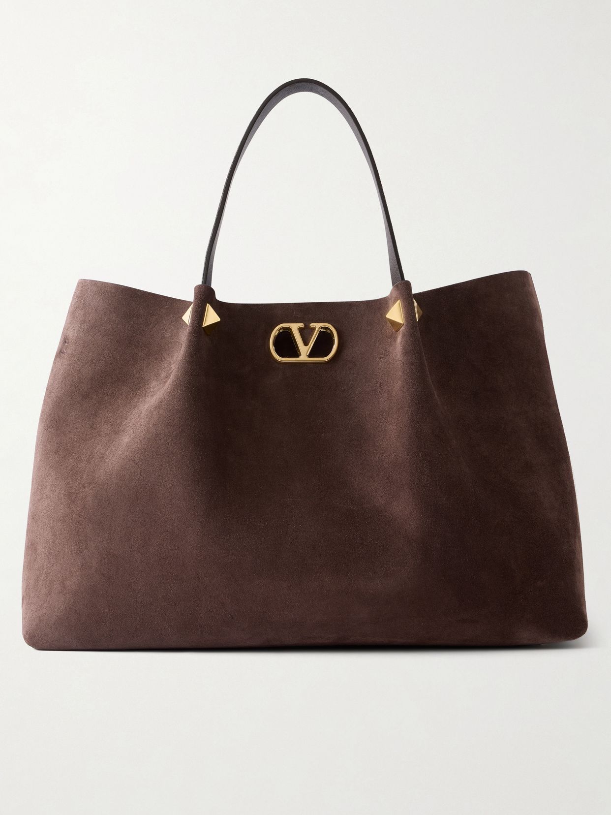 VLogo Signature studded suede tote