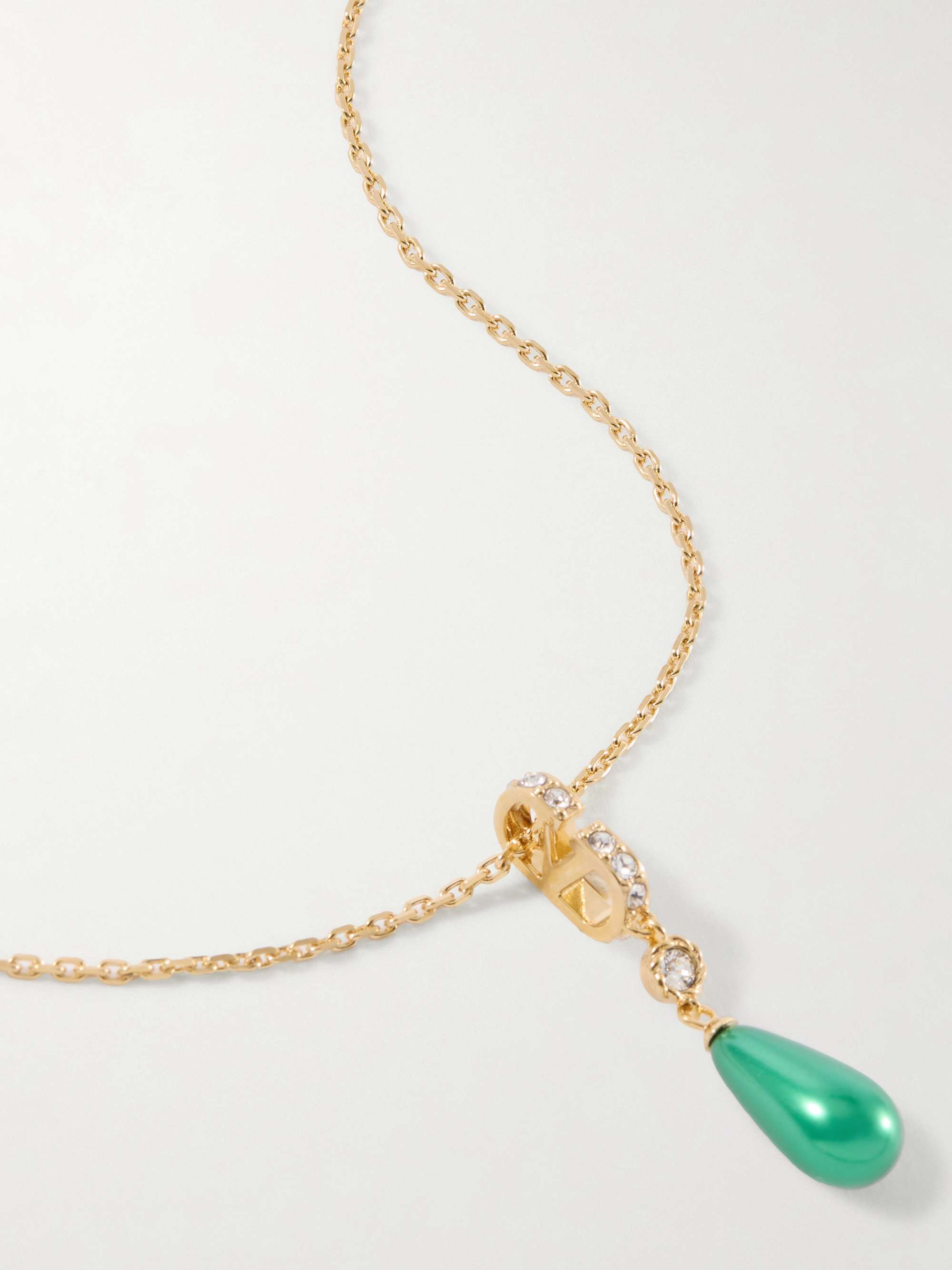 VALENTINO GARAVANI Vlogo gold-tone, stone and crystals necklace