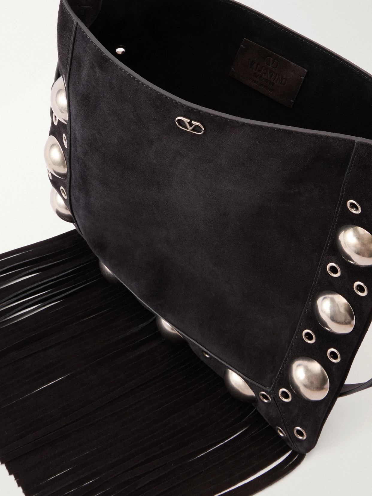 Garavani - Nellcote Medium Fringed Studded Shoulder Bag