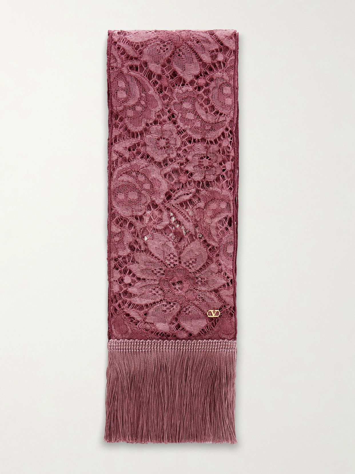 embroidered fringed silk crocheted scarf