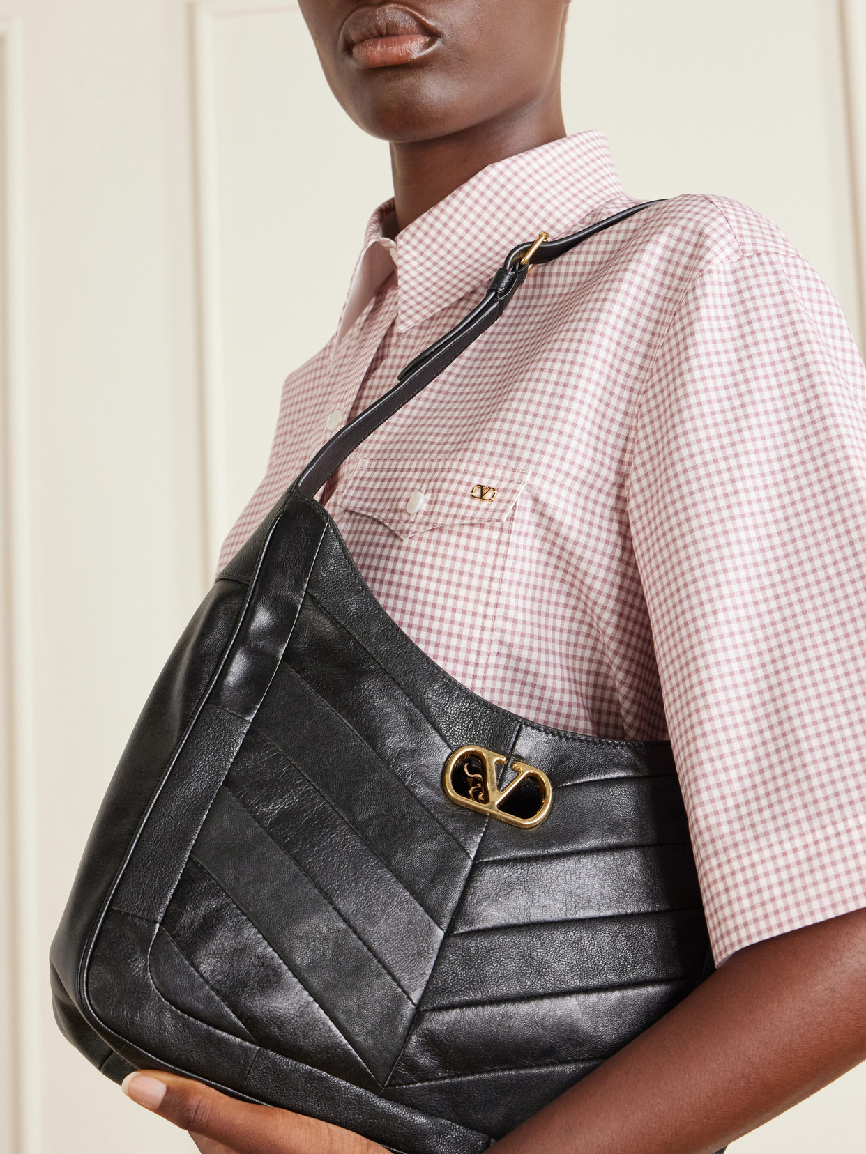Garavani - Vlogo-Embellished Patchwork Shoulder Bag