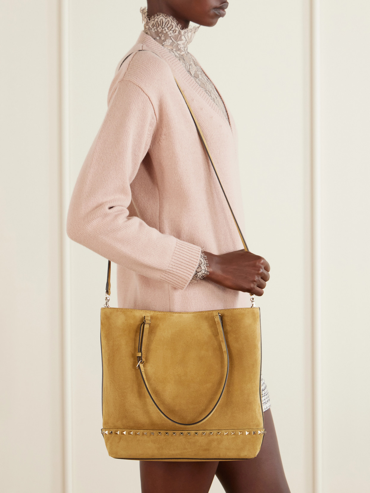 Garavani - Rockstud Medium Suede Tote