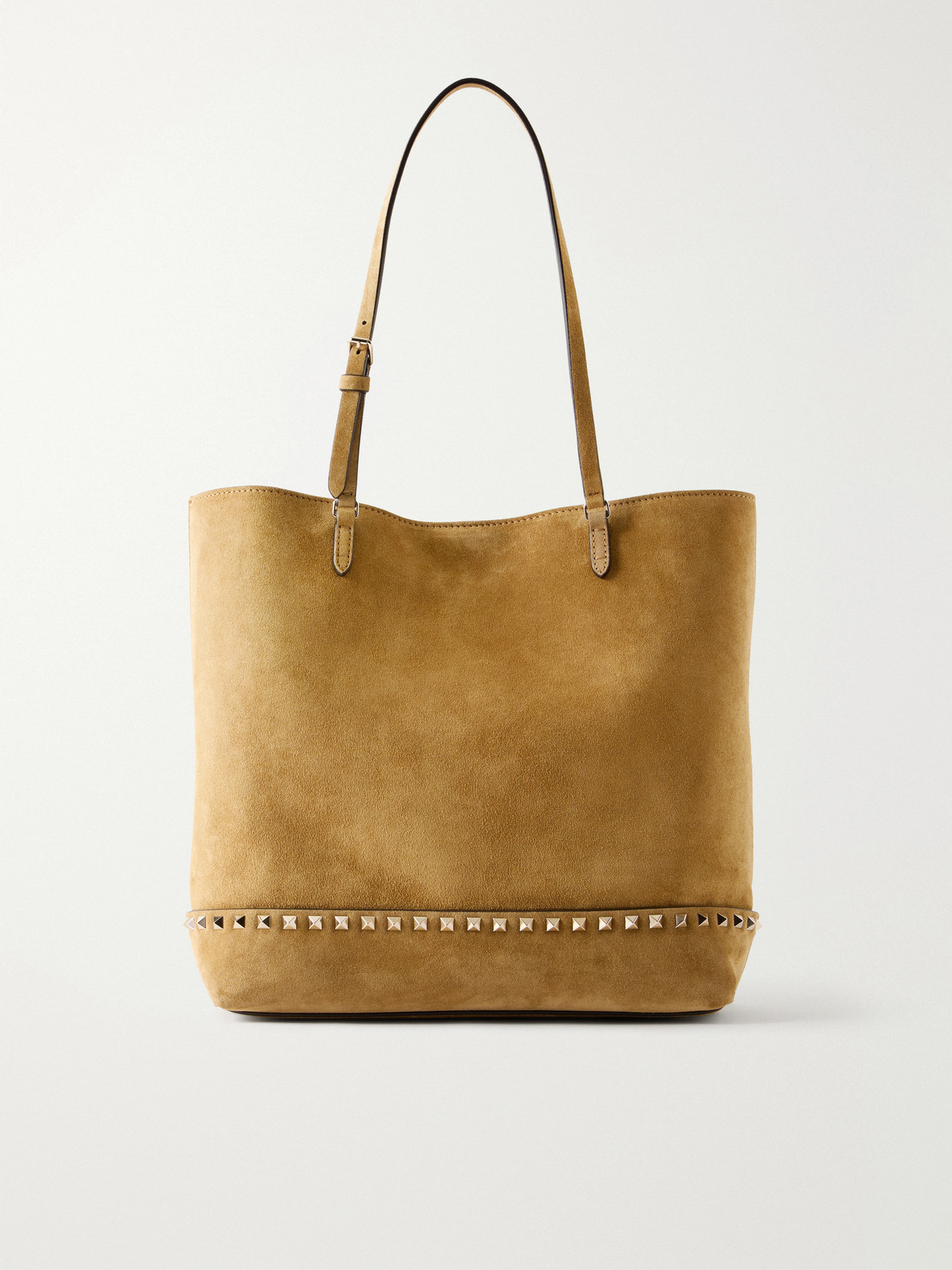 Valentino Garavani Rockstud Medium Suede Tote In Brown