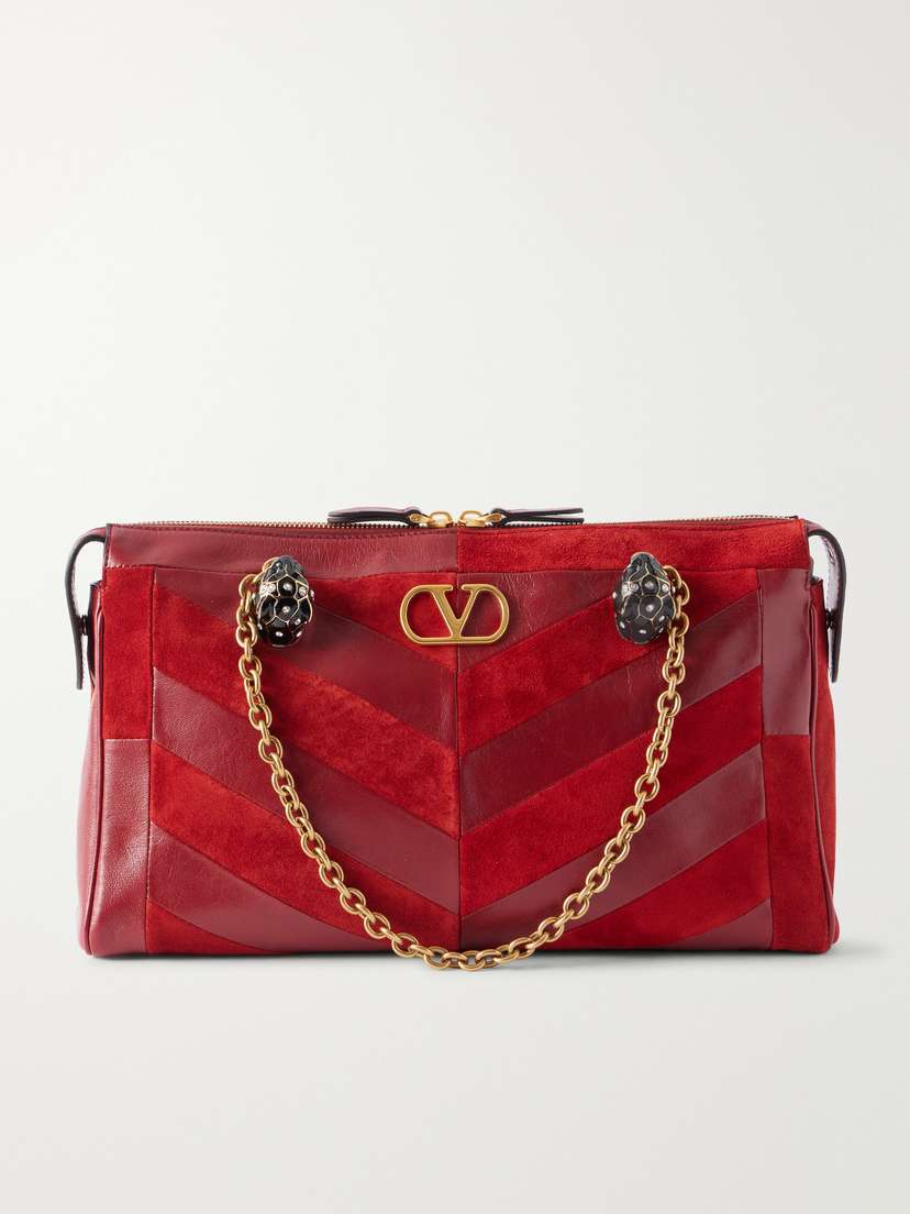 Valentino Garavani Growl Medium Embellished Leather Shoulder Bag