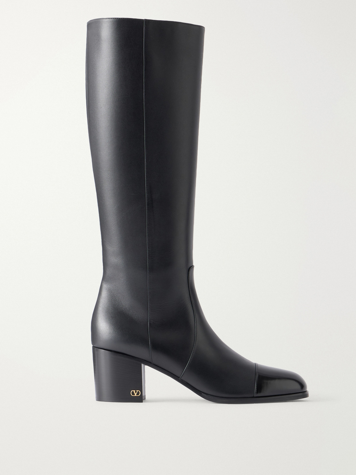 Valentino Garavani Zimmt 60 Leather Knee Boots In Black
