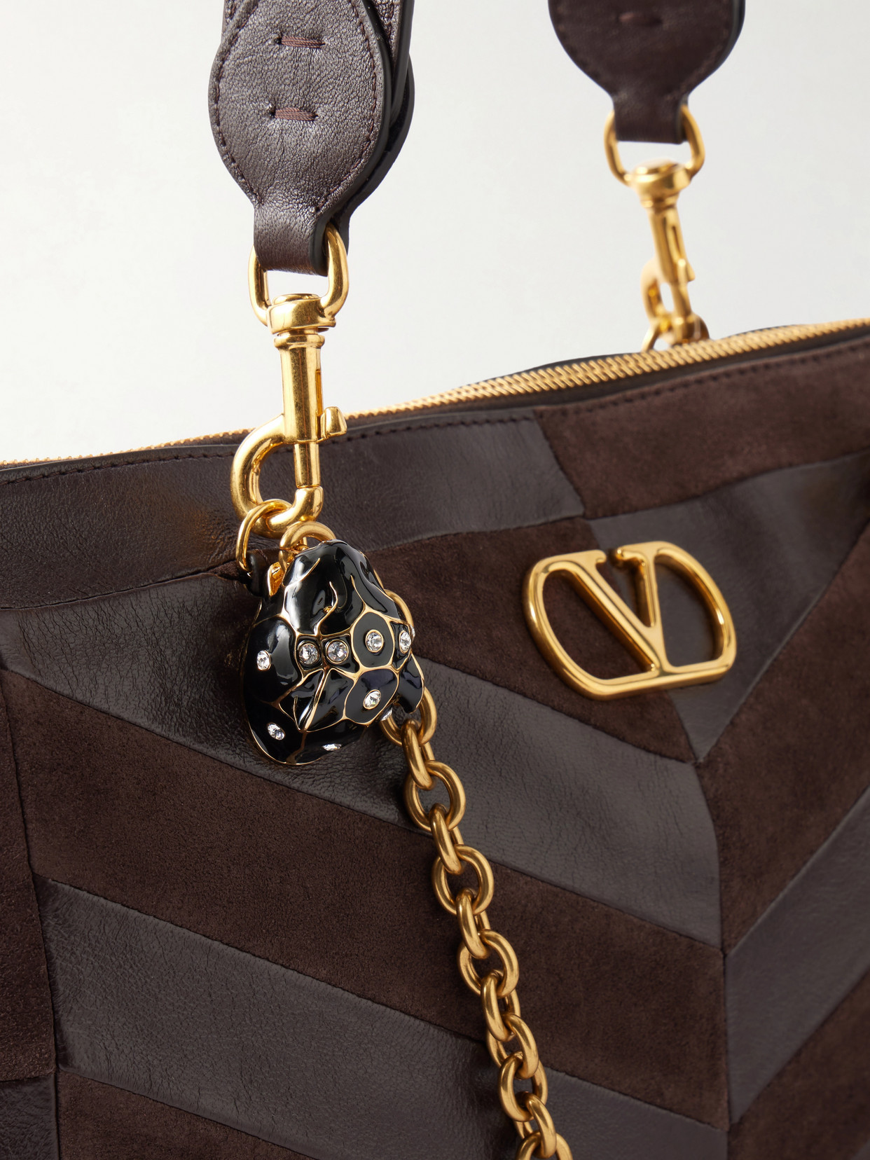 Garavani - Panthea Medium Embellished Patchwork Leather And Shoulder Bag