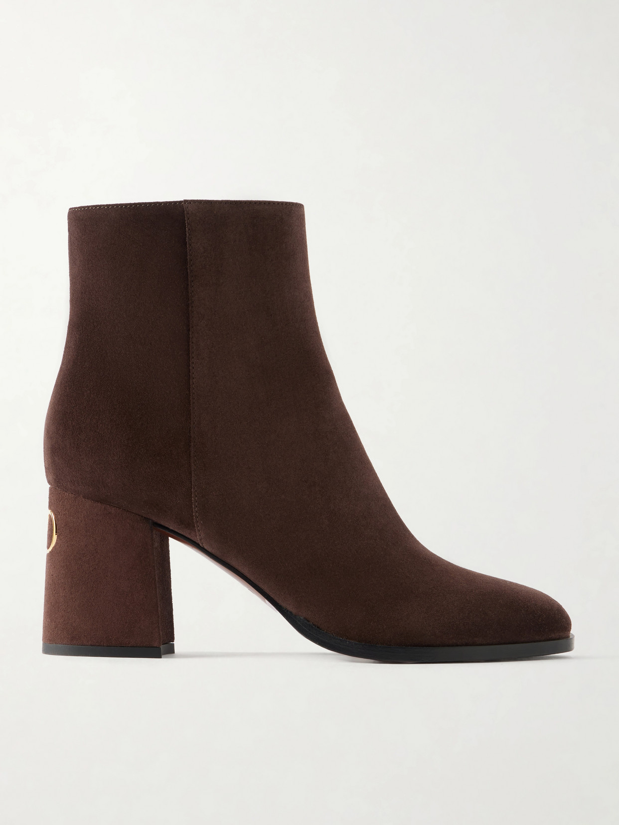 Valentino Garavani Vlogo 80 Bootie Fawcette Suede Ankle Boots In Brown