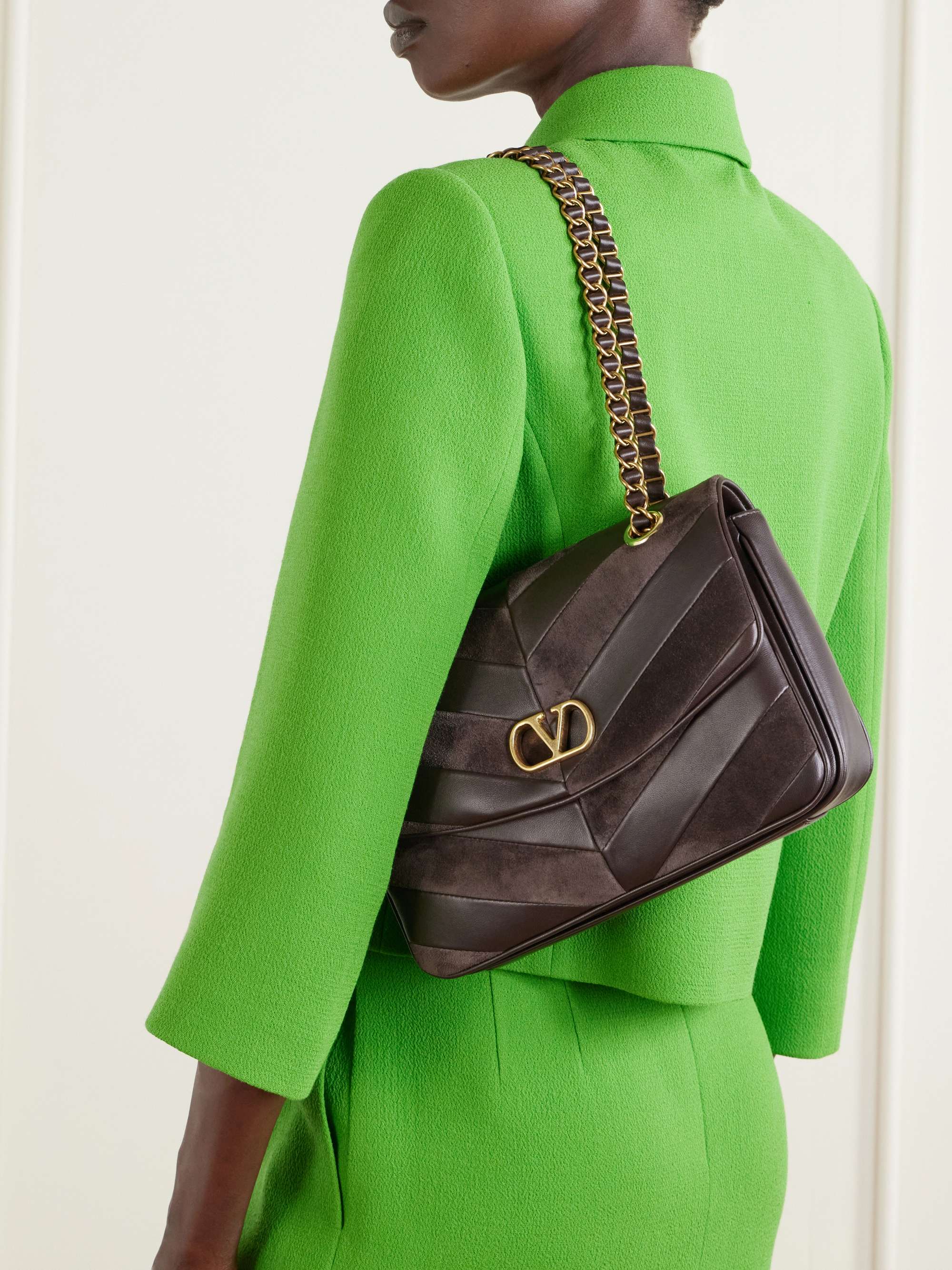 VALENTINO GARAVANI Djuna medium embellished suede and leather